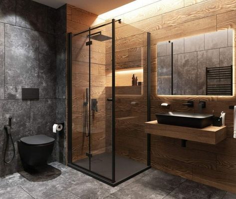 Design Interior Baie, Bathroom Interior Design Modern, Bathroom Design Black, Industrial Style Bathroom, Bathroom Design Layout, Latest Interior Design Trends, Best Bathroom Designs, Bathroom Inspiration Modern, Bathroom Design Trends