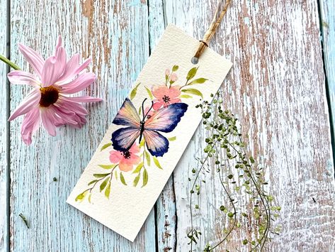 Book Lover Party, Butterfly Bookmark, Bookmark Handmade, Watercolor Bookmarks, Book Marks, Paint Cards, Book Markers, Yellow Butterfly, Bookmarks Handmade