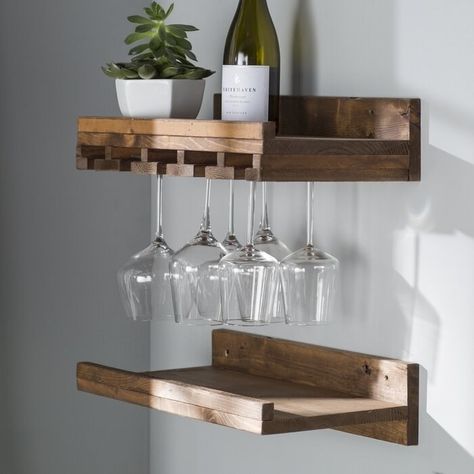 40% off a wall-mounted wine glass rack, because *clears throat* August sipped away like a bottle of wine. Wine Rack Projects, Wine Glass Shelf, Hanging Wine Glass Rack, Wine Rack Design, Stemware Storage, Table Top Wine Rack, Wall Mounted Wine Rack, Wine Bottle Rack, Wine Glass Rack