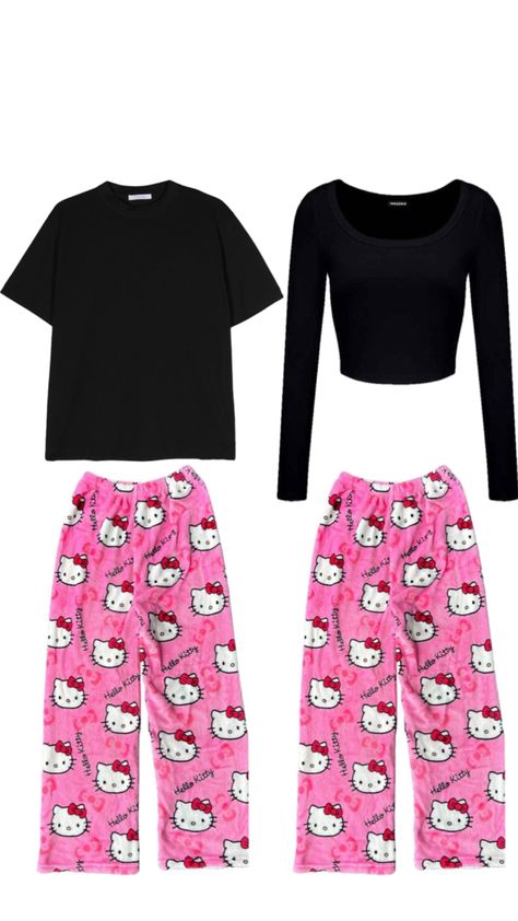 Hello Kitty Pjs, Bff Matching Outfits, Matching Outfits Best Friend, Couple Matching Outfits, Cute Outfits With Leggings, Couple Fits, Cute Pajama Sets, Matching Sets Outfit, Cute Couple Outfits