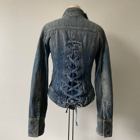 Look what I just found on Depop 🙌 https://depop.app.link/b7G9jIeuVvb Diesel Corset, Diesel Denim Jacket, Diesel Jacket, Dystopian Fashion, Vintage Diesel, Diesel Denim, Denim Corset, Fits Clothes, Denim Details