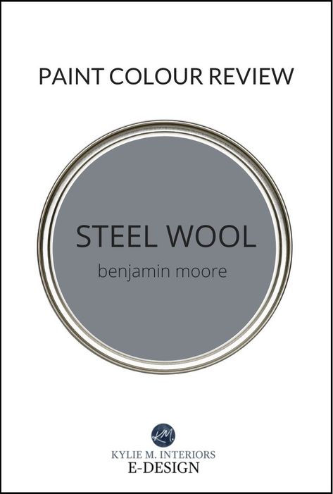 Benjamin Moore Steel Wool 2121-20: Paint Color Review - Kylie M Interiors Benjamin Moore Steel Wool, Dark Gray Paint, Sherwin Williams Paint Gray, Dark Gray Paint Colors, Pewter Benjamin Moore, Kylie M Interiors, Benjamin Moore Exterior, Dark Grey Paint, Greige Paint Colors