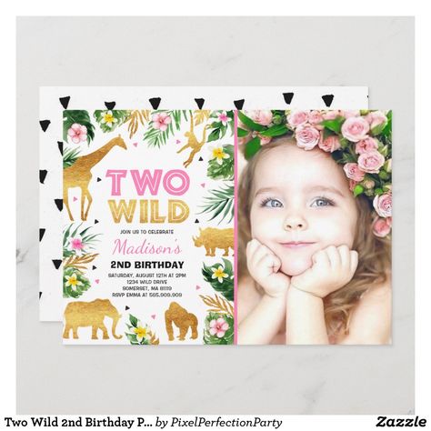 Two Wild 2nd Birthday Party Safari Animals Party Invitation Birthday Party Safari, Animal Party Invitations, Two Wild Birthday, Animals Birthday Invitation, Jungle Animals Party, Safari Invitations, Safari Animals Birthday, Animal Birthday Invitation, Animals Party