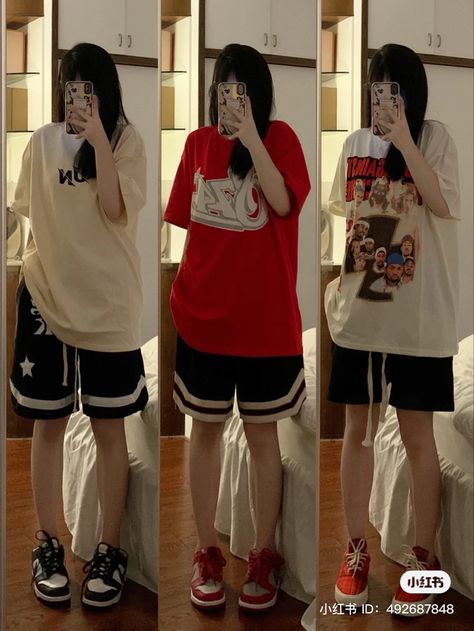 Streetwear Fashion Women Asian, Simple Tomboy Outfits, Girly Tomboy Outfits Summer, Asian Tomboy Outfits, Asian Outfits Casual, Streetwear Fashion Asian, Tiktok Streetwear, Outfit Tomboy, Streetwear Asian