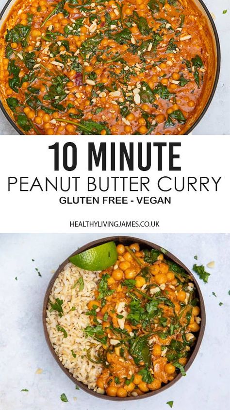 Butter Curry, Peanut Butter Curry, Curry Healthy, Healthy Curry, Lentil Chips, Chickpea And Spinach Curry, Homemade Curry, Lost 100 Pounds, Vegan Curry