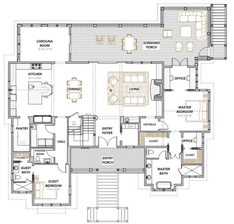 Capers Breeze - Elevated Home Plan — Flatfish Island Designs — Coastal Home Plans Elevated Home Plans, Coastal Floor Plans, Coastal Cottage House Plans, Coastal Home Plans, Elevated House, Coastal Homes Plans, Flat Fish, Elevated Home, Coastal Architecture