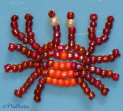 Beaded Crab, Pony Bead Animals, Bead Animals, Beads Keychain, Pony Bead Patterns, Kid Projects, Beaded Animals, Beaded Keychains, Pony Beads