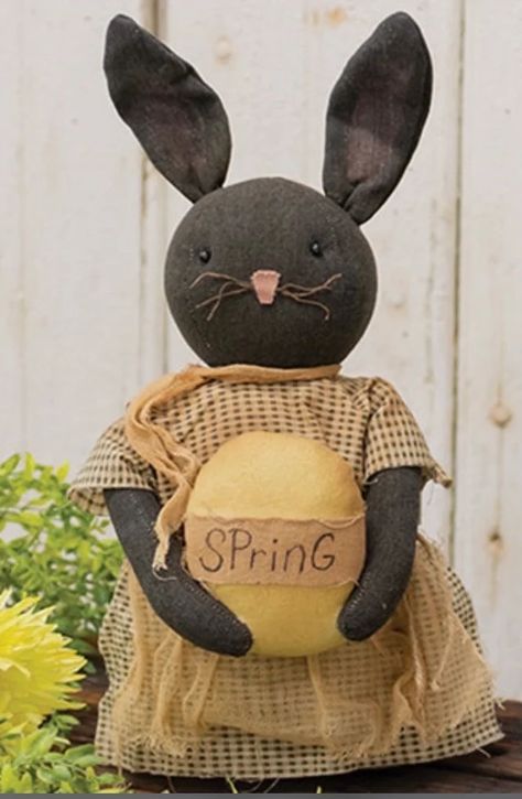 TheSkeletonKeyGifts - Etsy Shelf Riser, Spring Writing, Decor Color Schemes, Black Bunny, Primitive Snowmen, Bunny Figurine, Spring Bunny, Easter Season, Bunny Doll