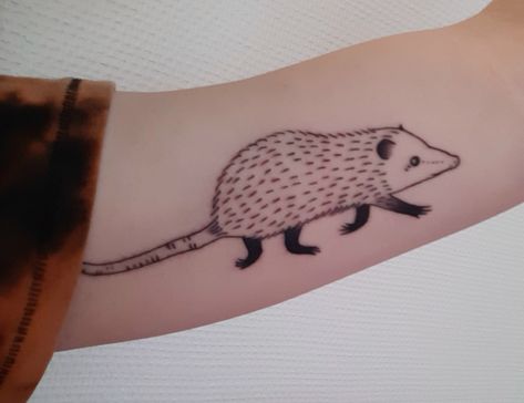 Raccoon And Opossum Tattoo, American Traditional Opossum Tattoo, Opossum Doodle, Possum Tattoo Simple, Possum Tattoo, Skin Artwork, Opossum Tattoo, Neat Tattoos, Wizard Tattoo