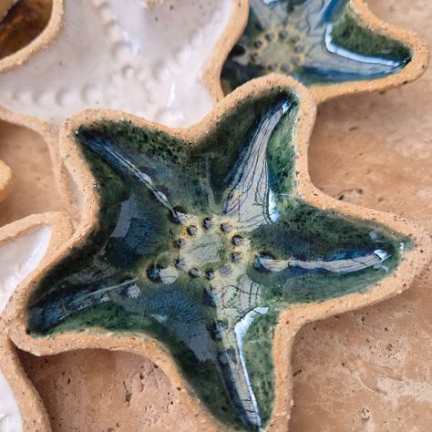 Ocean haul! - Starfish galore ❤️ The stars are mansions built by Nature’s hand. - William Wordsworth Blues, coppers, turquoise, and speckled white starfish trinket dishes. The word 'cute' hardly captures the charm of these little ocean treasures! Store little bits of your bling here! 👈 #starfish #ocean #ceramic #shells #seaside #ocean #beach #coastalliving #jewelry #bling #vanity #sealife William Wordsworth, Ocean Treasures, Sealife, Clay Ceramics, Ceramic Clay, Clay Pottery, Coastal Living, Ocean Beach, Trinket Dishes