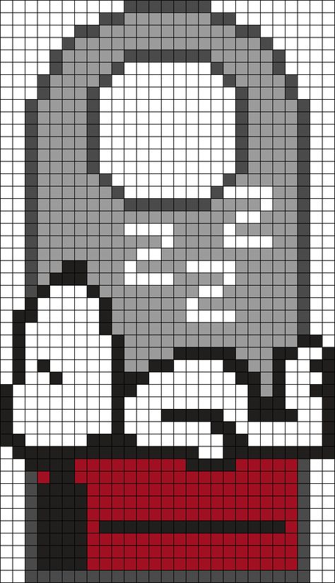 Bead Perler Pattern, Door Perler Beads, Snoopy Perler Bead Pattern, Pixel Art Grid Snoopy, Snoopy Perler Beads, Door Hanger Kandi Pattern, Rat Kandi Pattern, Garfield Kandi Pattern, Meme Perler Beads