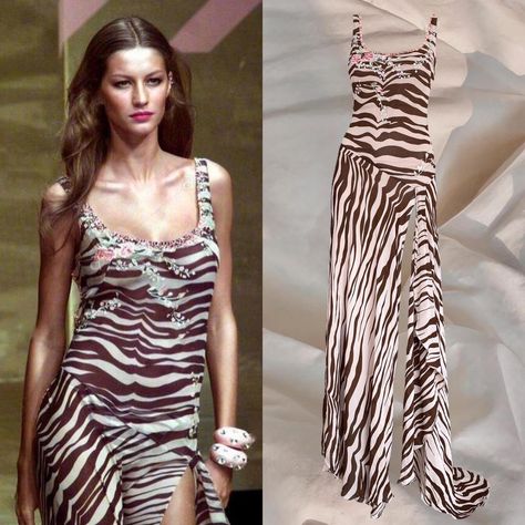 • Blumarine Archive Maxi Dress Animal Print Y2K... - Depop Animal Print Y2k, Vintage 2000s Aesthetic, Dress Animal Print, Y2k Depop, 2000s Aesthetic, Prom Designs, Gisele Bundchen, Vintage 2000s, Zebra Print