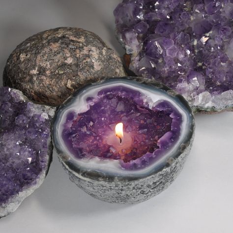 Geode Candle, Amethyst Candle, Healing Candles, Energy Candles, Amber Candle, Creative Candles, Crystal Geode, Bowl Candle, Amethyst Geode