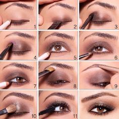 Pictorial Ideas, Brown Smokey Eye Tutorial, Makeup For Over 60, Smokey Eyes Tutorial, Smoky Eye Tutorial, Easy Eye Makeup Tutorial, Brown Smokey Eye Makeup, Applying Eyeshadow, Smokey Eye Tutorial