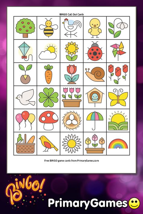 Spring Memory Game Free Printable, Spring Memory Game, Spring Bingo Free Printable, Bingo Clipart, Bingo Pictures, Picture Bingo, Free Printable Bingo Cards, Spring Picture, Free Bingo Cards