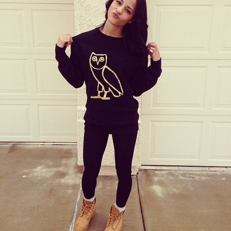 Black OVO hoodie  http://www.coolblackattire.com/drake-owl-sweatshirt-hoodie/ Ovo Clothing, Ovo Hoodie, Ovo Drake, Drake Clothing, Katya Elise Henry, Adidas Superstars, Hotline Bling, Celebrity Outfits, Sweater Weather