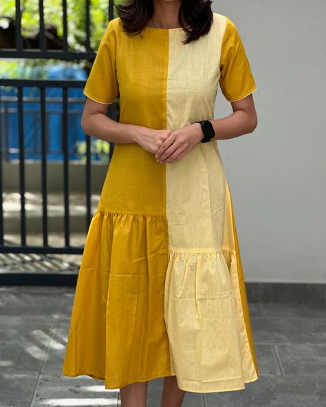 E-1095 Cotton half and half maxi in elbow sleeves (without lining ) Sizes:XXS to XXL Mild soap handwash and steam ironing is recommended Dm for orders and price Colour may slightly vary due to lighting Model Size -Xs [kurti, festive, maxi, co ord, kurta sets, regular wear, casual wear, office wear, style, marriage] #kurti#casulakurti#dailywearkurti#smallbusiness#officewearkurti#officewearstyle#kurtisofeyal#festivekurtis#kurtidesign#kurtis #kurticollection#kurtifashion#kurtistyle#eyald... Simple Dress Casual, Stylish Kurtis Design, Gown Party Wear, Churidar Designs, Simple Kurti Designs, Neck Designs For Suits, Frock For Women, Casual College Outfits, Traditional Indian Outfits