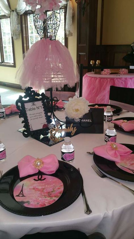 Sweet 16 Paris Theme Decorations, Chanel Quinceanera Theme, Channel Party Ideas, Night In Paris Theme Party, Fashion Party Ideas, Paris Birthday Party Ideas, Sweet Sixteen Party Themes, Wedding Reception Party Favors, Quinceañera Party Ideas