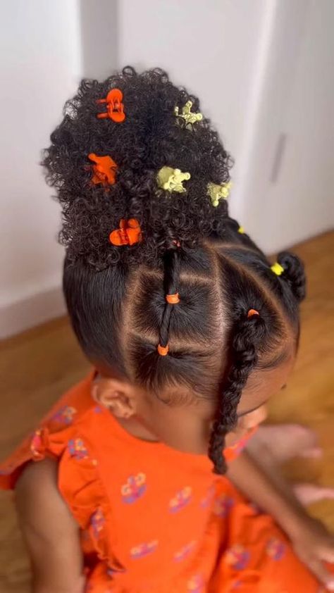 Baby Girl Hairstyles Curly, Daughter Hairstyles, Cute Toddler Hairstyles, Lil Girl Hairstyles, Kids Curly Hairstyles, Quick Natural Hair Styles, Toddler Hairstyles Girl, Girls Natural Hairstyles, Natural Hairstyles For Kids