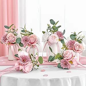 Rose Bridesmaid Bouquet, Centerpieces For Wedding, Reception Table Centerpieces, Wedding Reception Table Decorations, Reception Table Decorations, Bridesmaid Bouquets, Simple Centerpieces, Gold Bridal Showers, Mini Pink