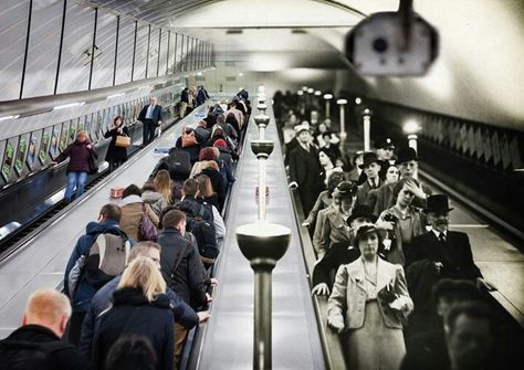 The London Underground ~ Past & Present. Underground London, Graphic Graffiti, London Underground Stations, Then And Now Photos, Vintage People, London Now, London Tube, London History, History Nerd