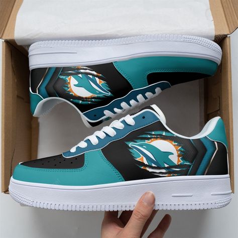 Miami Dolphins Shoes, Af1 Shoes, Soft Textiles, Miami Dolphins, Philadelphia Eagles, Black Laces, Dinosaur Print, Custom Shoes, Sneakers Shoes