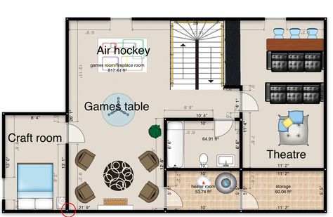 Basement layout 3 Bedroom Basement Layout, Game Room Floor Plans, Basement Layout Floorplan, Basement Layout Ideas Floor Plans, Game Room House, Game Room Layout, Basement Game Room Ideas, Garage Game Rooms, Basement Layout