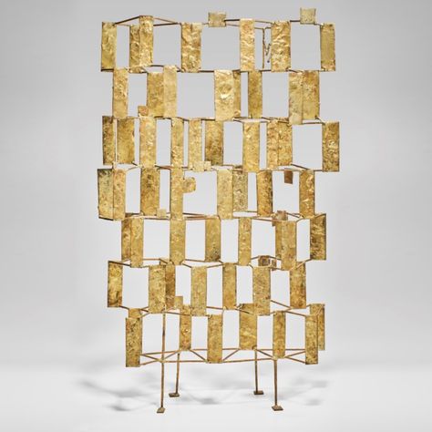 HARRY BERTOIA (1915-1978) UNTITLED (MULTIPLANE CONSTRUCTION), CIRCA 1955 Price realised USD 200,000 Estimate USD 60,000 - USD 80,000 Closed:  8 Dec 2021 Bertoia Diamond Chair, Claude Lalanne, Straw Marquetry, Art Couples, Detroit Art, Aesthetic Objects, Harry Bertoia, Corporate Interiors, Florence Knoll