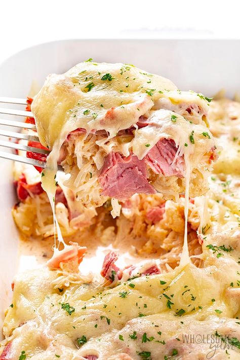 Keto Reuben Casserole Recipe | Wholesome Yum Keto Reuben Casserole, Low Carb Reuben, Keto Reuben, Cheesy Casserole Recipes, Reuben Casserole, Favorite Casserole Recipes, Keto Casseroles, Free Keto Meal Plan, Wholesome Yum