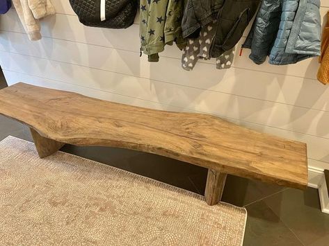 Live Edge Bench Entryway, Live Edge Wood Bench, Live Edge Bench, Bench Entryway, Entry Bench, Bathroom Reno, Live Edge Wood, Bathroom Renos, Wood Bench