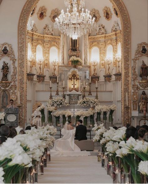 Catholic Church Wedding Aesthetic, Church Venue Wedding, Pretty Church Wedding, Mexican Catholic Wedding, Greek Church Wedding, Italian Church Wedding, Catholic Wedding Aesthetic, Orthodox Church Wedding, Wedding Venue Church