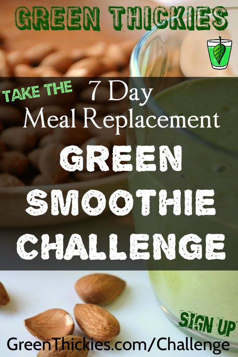 Take the Green Thickies 7 day meal replacement green smoothie challenge now Green Thickies, Smoothie Green, Green Smoothie Challenge, Green Detox Smoothie, Healthy Green Smoothies, Smoothie Challenge, Meal Replacement Shakes, Special Diets, Green Smoothie Recipes