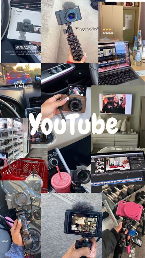 Youtube Channel Start Up, How To Youtube Video Ideas, Baddie Youtube Ideas, Vision Board Ideas Youtube, Start A Youtube Channel Aesthetic, Start Youtube Channel Vision Board, Successful Youtube Channel Vision Board, Content Creator Set Up Aesthetic, Youtube Ideas With Friends