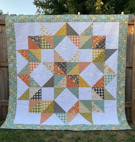 Kelly Patterson on Instagram: "I always have layer cakes in my stash, perfect for making a carpenters star quickly when I need a gift or when I am waiting on fabric to arrive for my next project! Love how this one turned out, and I’m also a little obsessed with the Cozy Up fabric from @corianderquilts! #carpentersstarquilt #carpentersstar #corianderquilts #coreyyoderfabric #coreyyoder #cozyupfabric #moda #showmethemoda #quilting #quiltsofinstagram #quiltingismytherapy #quiltingismypassion" Queen Size Carpenter Star Quilt Pattern, Carpenter Square Quilt, Carpenters Wheel Quilt Pattern Free, Carpenter Star Quilting Ideas, Carpenters Star Quilt Pattern Free, Carpenter Star Quilt Pattern Free, Carpenter Star Quilt Pattern, Carpenters Star Quilt, Swoon Quilt