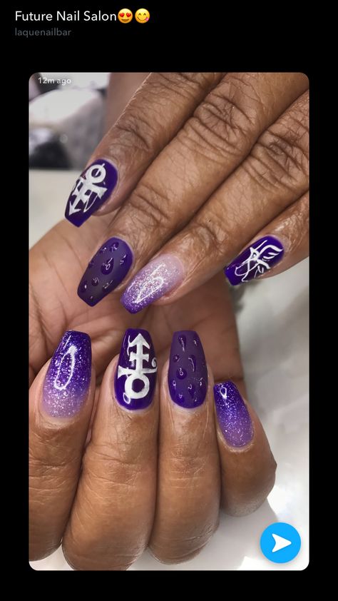 Prince Inspired Nails, Prince Singer Aesthetic, Prince Nails, Prince Symbol Wallpaper, Prince Quotes Singer, Prince Symbol, Prince The Artist Purple Rain, Manicure Nail Art, Band Nails