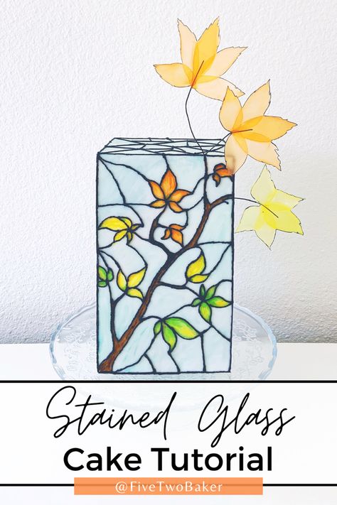 Stained Glass Cake Tutorial, Stained Glass Cakes, Stained Glass Cake Ideas, Women’s Birthday Cake, Booze Cakes, Stained Glass Cake, Cake Painting Tutorial, Fall Theme Cakes, Mosaic Cake