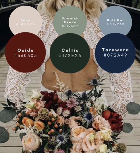 Wedding Autumn Color Palette, February Wedding Color Palette, Fall Color Palette Wedding Rustic, Fall Mountain Wedding Color Palette, Fall Wedding Copper Color Palettes, Muted Autumn Color Palette Wedding, February Wedding Colors, February Wedding, Blue Christmas Decor