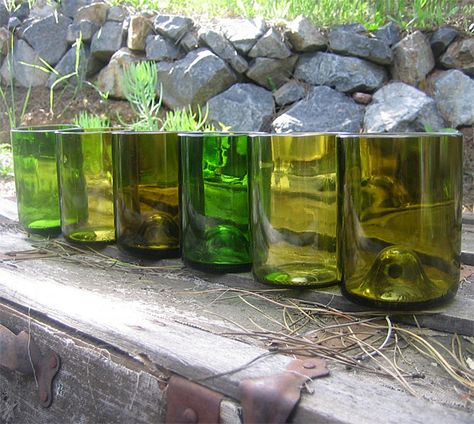 And here's the how to, for used wine bottle glasses. Thanks to werd.com for the photo. Recycled Glasses, Wine Bottle Glasses, Wrapped Wine Bottles, Wine Glass Cup, Recycled Wine Bottles, Recycled Wine Bottle, Recycled Glass Bottles, Wine Bottle Art, Diy Wine