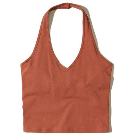 Hollister Must-Have Jersey Halter Top ($15) ❤ liked on Polyvore featuring tops, dark orange, jersey top, slimming tops, brown jersey, halter-neck tops and brown top Halter Neck Tops, Brown Halter Top, Outfit Png, Cute Spring Outfits, Dark Orange, Cute Spring, Brown Top, Hippie Outfits, Jersey Top