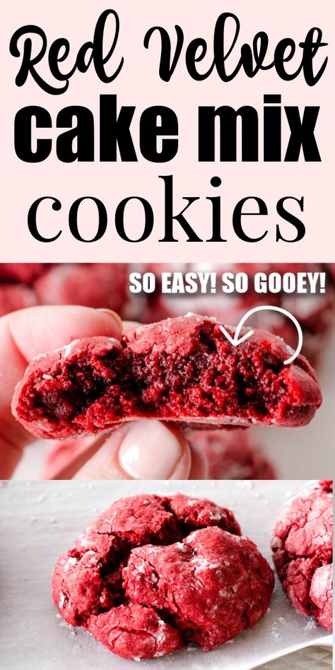 Red Velvet Cake Cookies, Red Velvet Cake Mix Cookies, Cake Mix Brownies, Cake Box Cookies, Christmas Eats, Velvet Cookies, Red Velvet Cake Mix, Quick Cake, Cake Mix Cookie Recipes