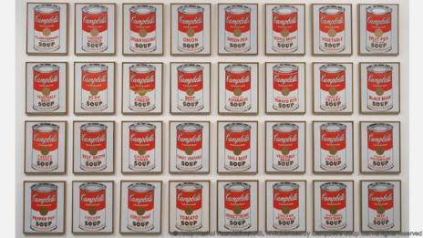 Warhol’s 1962 work Campbell’s Soup Cans (Credit: Credit: Andy Warhol Foundation/ARS, NY/Licensed by Campbell’s Soup Co. All rights reserved) Andy Warhol Soup Cans, Andy Warhol Flowers, Campbell's Soup Cans, Andy Warhol Museum, Andy Warhol Pop Art, Pop Art For Kids, Cardboard Painting, Neon Painting, Acrylic Artists