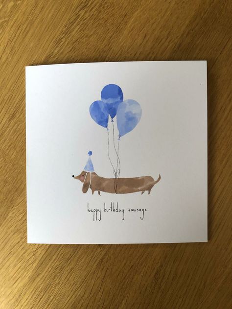 Grandma Cards, Creative Birthday Cards, Anniversaire Diy, Watercolor Birthday Cards, Birthday Card Drawing, Dog Birthday Card, Watercolor Birthday, Bday Cards, Card Happy Birthday