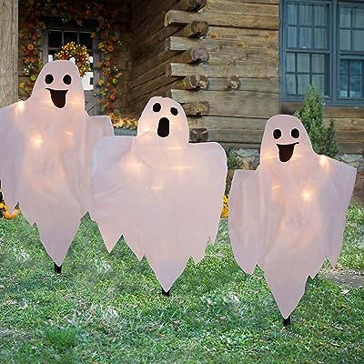 My Favorite!  Halloween Outdoor Decor, 3 pack lighted White Cloth Ghost Stakes!!
WATERGLIDE Halloween Decorations, 3 Pack Lighted White Cloth Ghost Stakes, 20-Count Incandescent Light 26 Inch Tall Ghosts, Light Up Haunted House Figurine Holiday Party Indoor Outdoor Decor Cloth Ghost, Halloween Garden Decorations, Hanging Ghosts, Halloween Garden, White Ghost, Incandescent Light, Halloween Yard Decorations, Halloween Orange, Pumpkin Lights