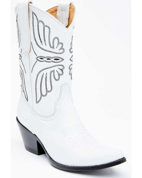 Idyllwind Womens Ace White Western Boots - Round Toe, White White Western Boots, Womens Cowgirl Boots, Western Booties, Country Concert, White Heels, Indie Outfits, Ranch Style, Embroidered Design, Cowgirl Boots