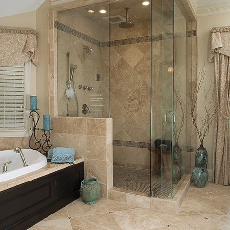 Spa Like Master Bath, Spa Like Master, Spa Inspired Bathrooms, Slate Shower, Bathtub Surround, Toilette Design, Spa Inspired Bathroom, Spa Bathroom, Light Mirror