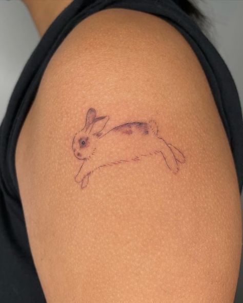 Baby Bunny Tattoo, Swag Tattoo, Delicate Tattoos For Women, Think Tattoo, Bunny Tattoo, La Tattoo, Single Needle Tattoo, Bunny Tattoos, Delicate Tattoo