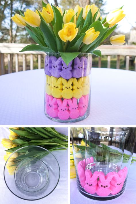 Diy – Velikonoce, Peeps Candy, Easter Centerpieces Diy, Simple Centerpiece, Diy Osterschmuck, Easter Table Settings, Ideas For Easter Decorations, Easter Peeps, Easter Decorations Diy Easy