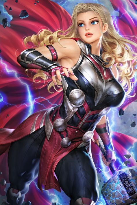 "Mighty Thor" by NeoArtCorE Thor Girl, Lady Thor, Thor Art, Female Thor, Female Comic Characters, Comic Book Girl, Marvel Heroines, Jane Foster, Marvel Superheroes Art