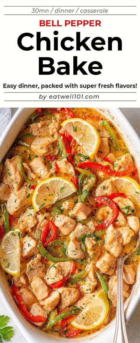 Pepper Chicken Bake - #chicken #oven #eatwell101 #recipe - This pepper chicken bake is an incredibly easy chicken dinner, packed with super fresh flavors. - #recipe by #eatwell101 Chicken Oven, Easy Chicken Dinner, Bake Chicken, Chicken Bake, Easy Chicken Dinner Recipes, Easy Baked Chicken, Oven Chicken, Pepper Chicken, Chicken Stuffed Peppers