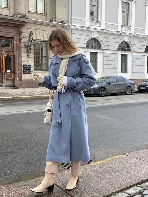 Light Blue Coat Outfit, Blue Coat Outfit, Blue Outfit Winter, Color Combinations For Clothes, Winter Fashion Outfits Casual, Blue Coat, World Fashion, Shop Till You Drop, Winter Outfit Inspiration